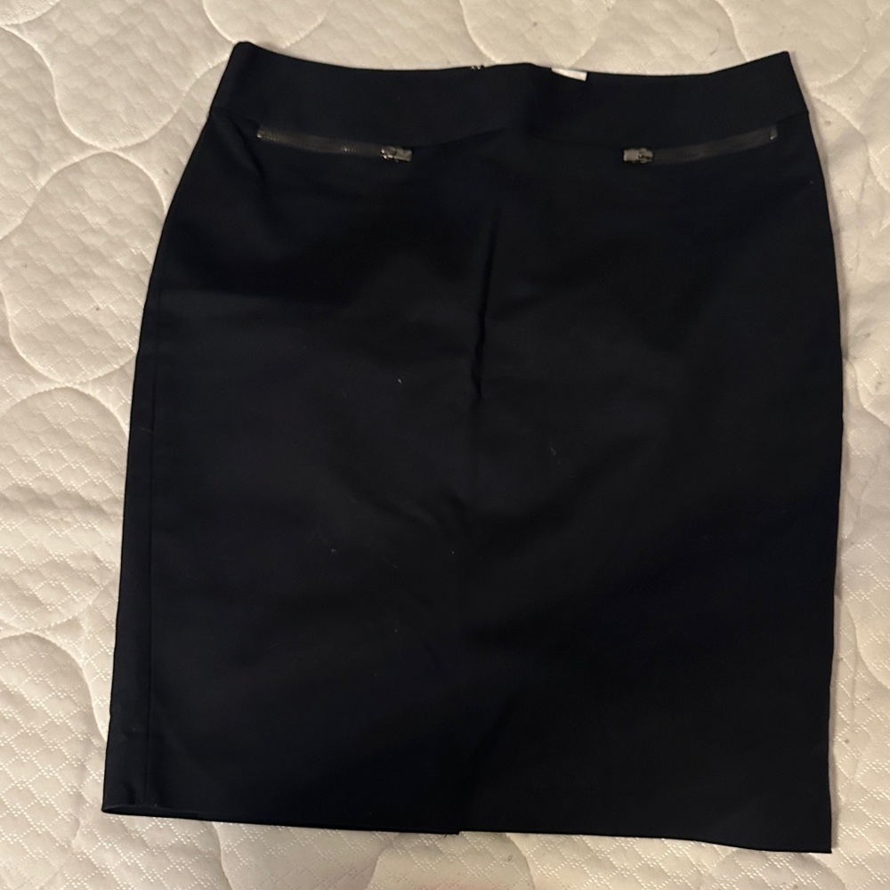 Calvin Klein Black Pencil Skirt with Zipper Accents